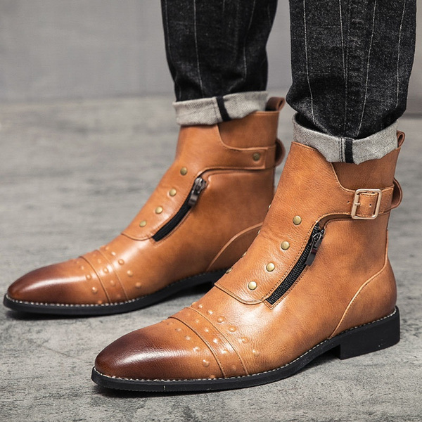 Big Size 38-46 Heren Leren Laarzen Heren Chelsea Laarzen Heren Puntschoen  Laarzen Heren Zakelijke Schoenen | Wish