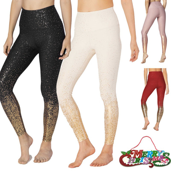 New Gold Sequined Yoga Pants High Waist Stretch Slim Fit Running