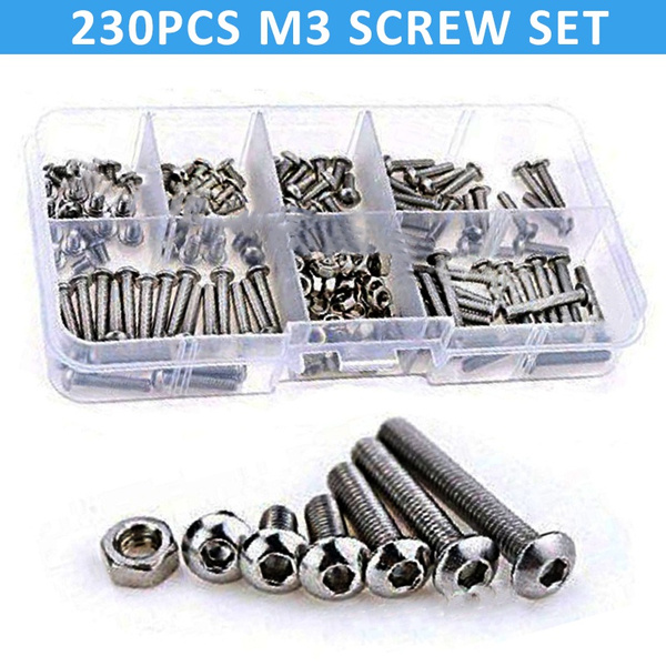 230pcsset M3 304 Stainless Steel Hex Socket Button Head Screws Spacer Bolts And Nuts Wish 8502