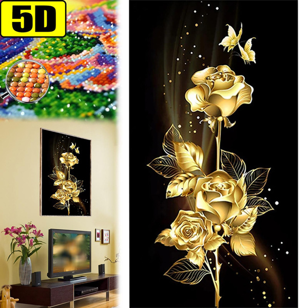 5D DIY Diamond Painting Rose Gold Embroidery Full Drill Diamond Painting  Diamond Arts Craft Kits for Home Wall Decor