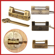 Antique, Brass, padlocklock, Chinese