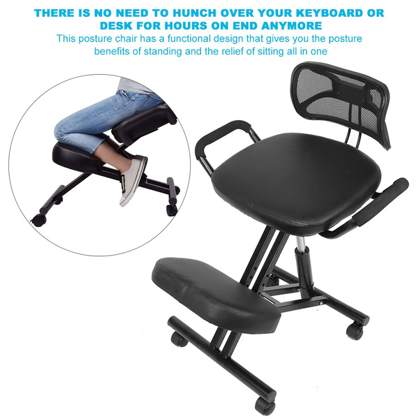 Ergonomic Kneeling Chair Adjustable Posture Correction Knee Stool With Back  Support