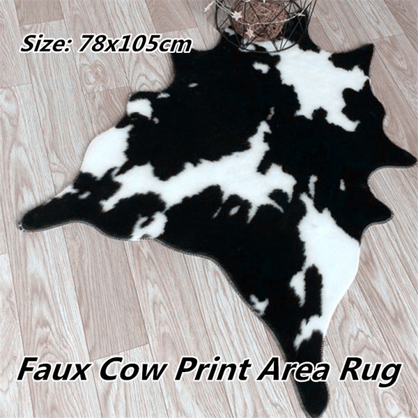 Faux Area Rug Cow Print Rug Black and White Faux Cowhide Rugs Animal Printed Area Rug Carpet for