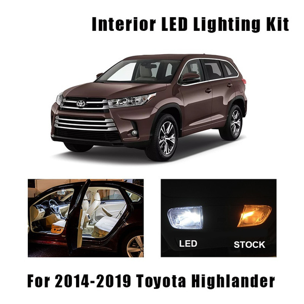 Qqcq 12pcs White Led Interior Light Canbus Bulbs Kit Fit For 2017 2018 2019 Toyota Highlander Map Dome Trunk License Lamp Ceiling Parking Reading Lightlicense Plate Led Interior Light Canbus Bulbs Kit