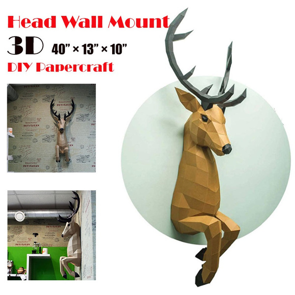 Deer 3D Bust Wall Decor, DIY Papercraft Cardboard Animal 3D Head Wall Mount  EIk Paper Trophy | Wish