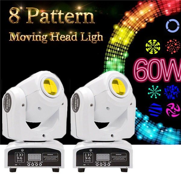 2 X GOBO Stage Lighting Spot RGBW 60W LED Moving Head DMX Disco DJ Party Light Wish