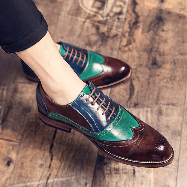Men Oxford Flat Wedding Leather Shoes for Men Leather Flats Brogues British  Style Vintage Laces Loafers Casual Business Leather Shoes Dress Party Shoes