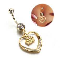 golden, navel rings, Jewelry, heartstyle