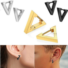 Mens Earrings, Steel, titanium steel, Triangles