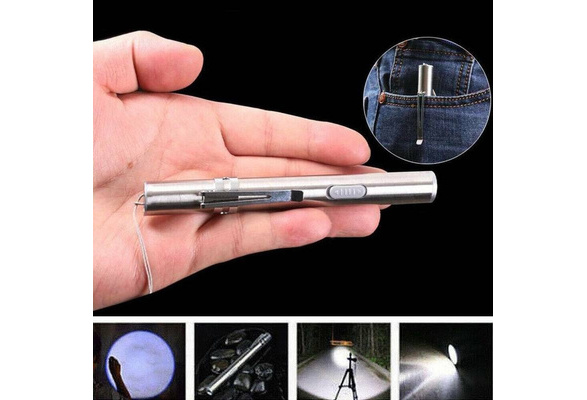 Mini Penlight Lamp Pocket LED Flashlight USB Rechargeable Torch Light