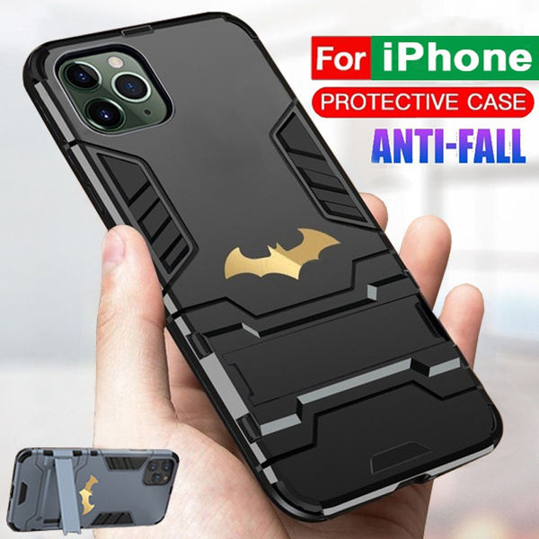 For IPhone 12 Pro Max Case Luxury Batman Printing Hard Armor Soft Silicon Shockproof Dustproof Protective Phone Case with Stand for IPhone 12 Pro