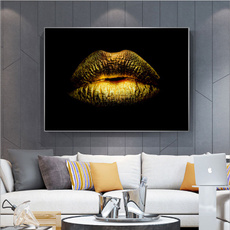 golden, canvaswallart, lip, Wall Art