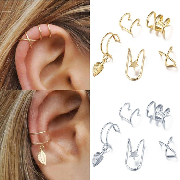 925 Sterling Silver Ear Cuff Earring Set for Non Pierced Ear, Faux piercing  | eBay
