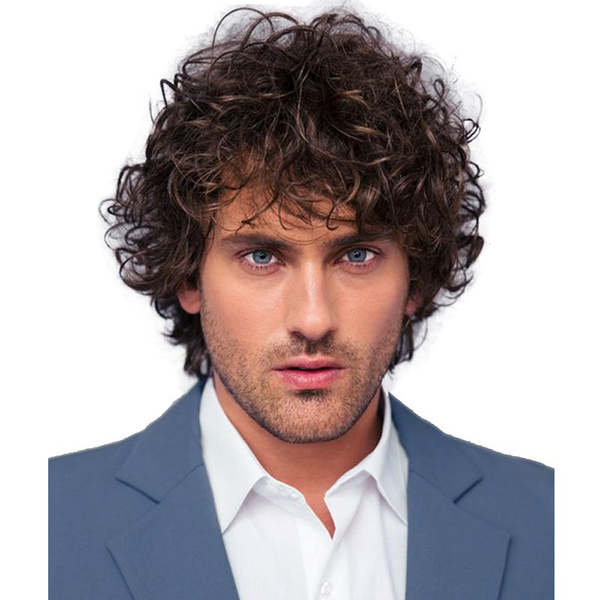 Men's Wig Short Curly Hair Fashion Cosplay Wigs Daily Hairstyle Brown Wigs Handsome Man | Wish Men's Wig Short Curly Hair Fashion Cosplay Wigs Daily Hairstyle Brown Wigs Handsome Man | Wish