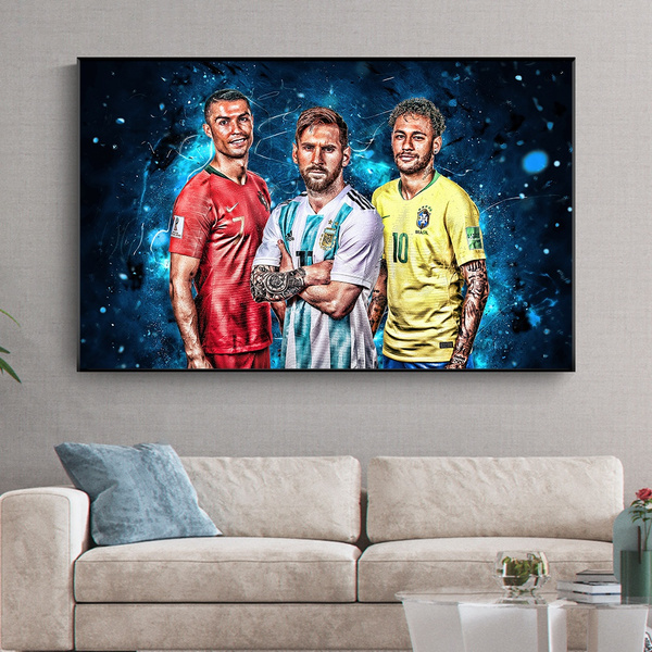 XIANGX Messi Neymar Mbappe PSG Canvas Art Poster and Wall Art Picture Print Modern Family Bedroom Decor Posters 12x18inch 30x45cm 