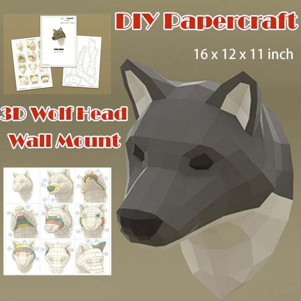 Wolf Paper Trophy, Origami Animal Kit, DIY Papercraft 3D Animal Head Wall  Mount | Wish