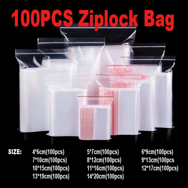 100pcs Clear Resealable Plastic Zip lock Bag Small mini Ziplock