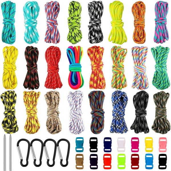 24 Pieces Multicolored Paracord Cords 550 Multipurpose Paracord Ropes with  14 Colorful Buckles for Bracelet, 4 Spring Snap Hook and 2 Paracord  Stitching Needle Paracord Crafting Kit for Camping Hiking