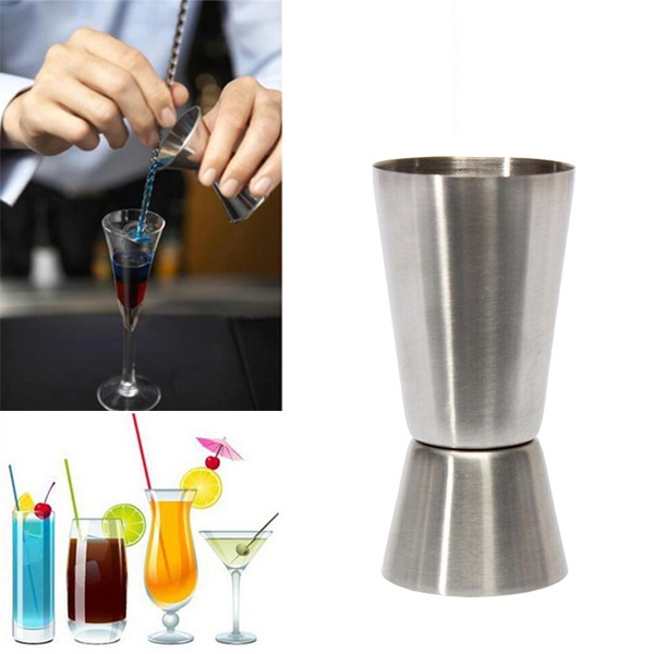 25/50ML Stainless Steel Cocktail Shaker Measuring Cup Double Cup