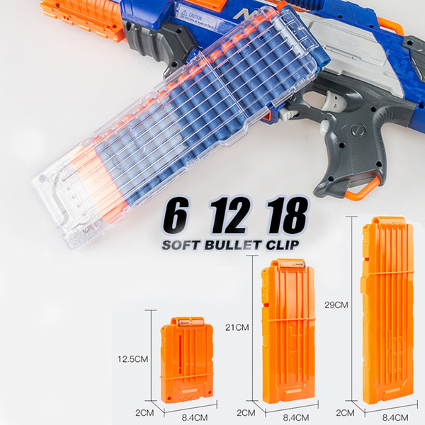 6/12/18 Reload Clip Magazines Plastic Soft Bullet Clip Toy Gun Replacement 