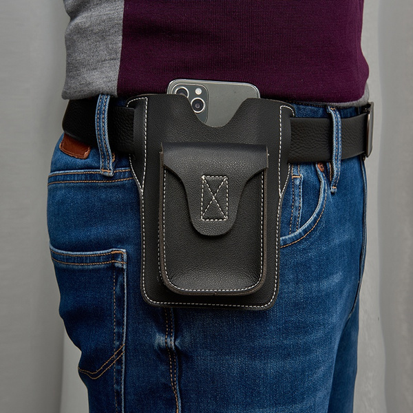 Men's Fashion Phone Bag Pouch Purse Holster Belt Pocket Clip Leather Waist Pack