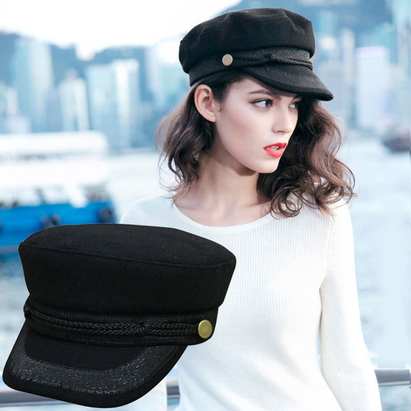 Women's Navy Hat Flat Cap Beret Caps 