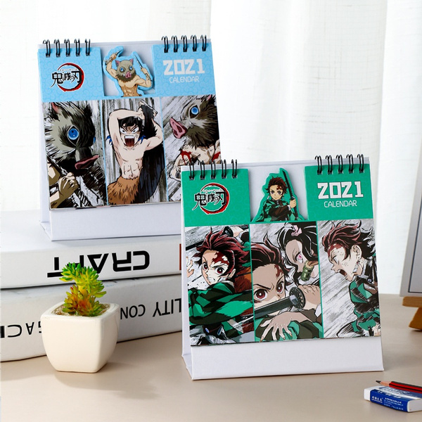 New 21 Calendar Demon Slayer Kimetsu No Yaiba Mini Desk Calendar Anime Gifts Wish