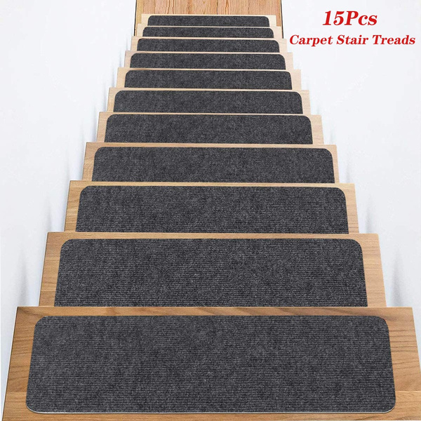15PCS Non-slip Mat Tread Carpet Stair Staircase Mats Floor Step Protection Cover 