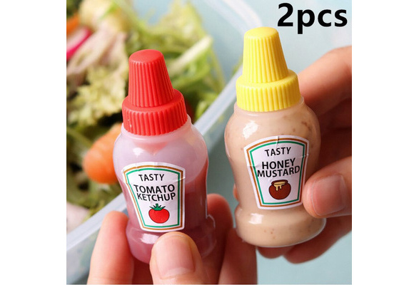 2Pcs/set 25ml Cute Sauce Leakproof Container Tomato Salad Dressing  Container Portable Mini Squeeze Bottle