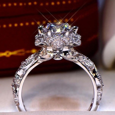 DIAMOND, Jewelry, Engagement Ring, flowerring