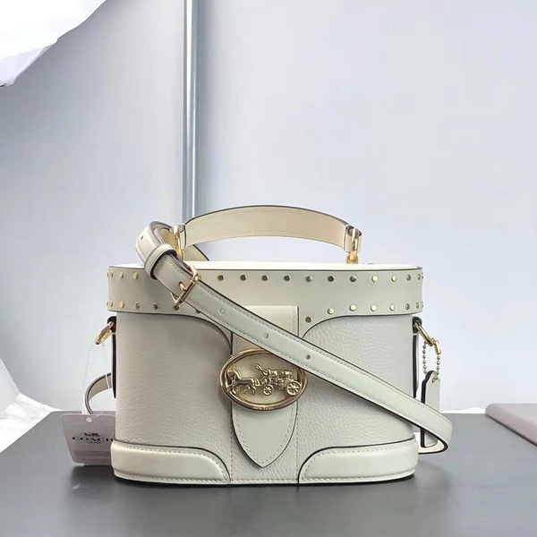 COACH 5506 GEORGIE GEM LEATHER CROSSBODY BAG WITH RIVETS IN CHALK