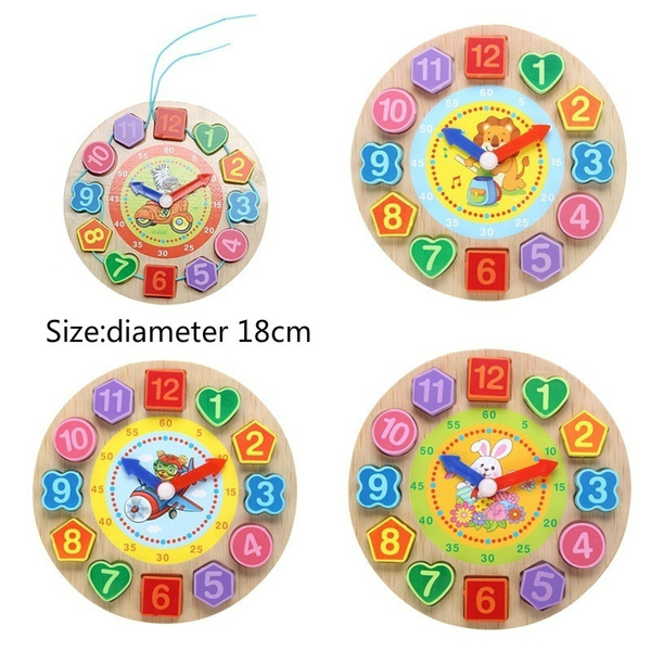 Children Digital Clock Wooden Clock Jigsaw Puzzle Wooden Toys Digital Cognitive Cartoon Toys