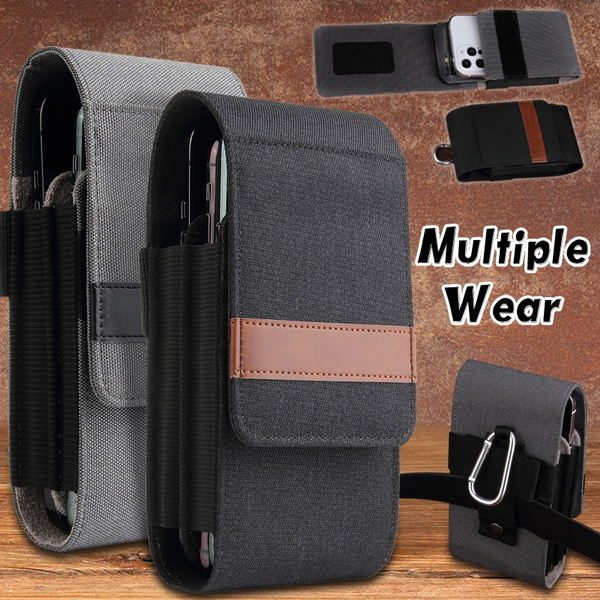 Oxford Cloth Double Layer Belt Bag Cell Phone Pouch Holder Belt