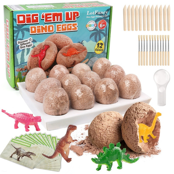 Dinosaurs Eggs Dig Kit, Dinosaur Toys for Kids, 12 Different Dino