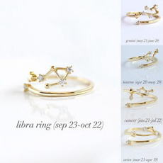 twelveconstellationring, Rose Gold Ring, 925 silver rings, Sterling Silver Ring