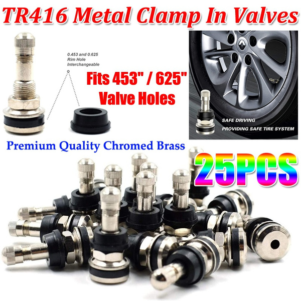 CK Auto 25 Pieces TR416 Metal Valve Stems Outer Mount Fits .453 & .625 Rim Holes Long 1 1/2 Silver 