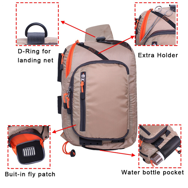 Fly Fishing Sling Pack Fishing Crossbody Sling Tackle Storage Bag Fishing  Gear Shoulder Backpack