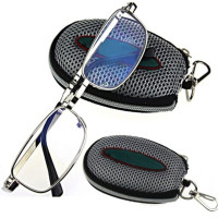 Folding reading glasses store with belt clip case