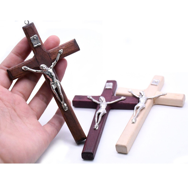 1pcs Handmade Wooden Cross Christ Statue Religious Prayer Hand