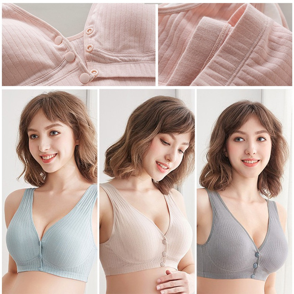 Women's Vest Type Underwear Gathered Breast Feeding Bra With Front Buckle  Bra