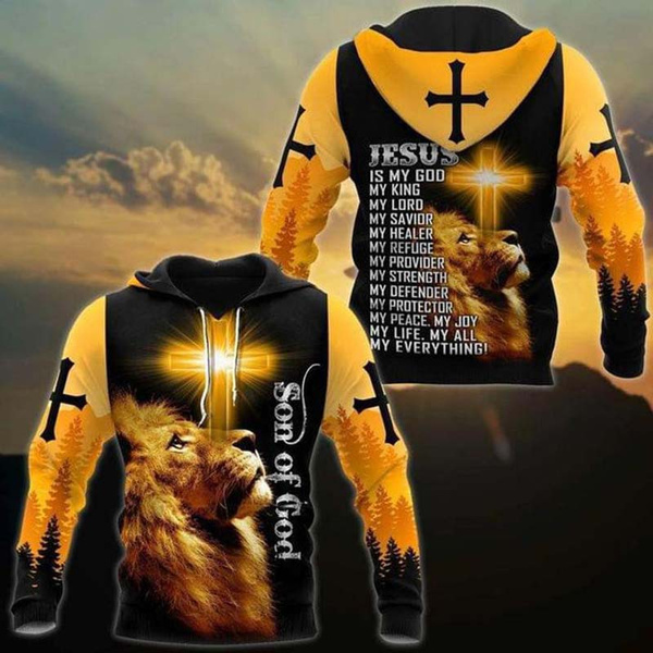 Jesus Is My God Son Of God Lion Hoodie 3D All Over Print Wish