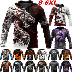 3D hoodies, dragonprintsweatshirt, art, Animal
