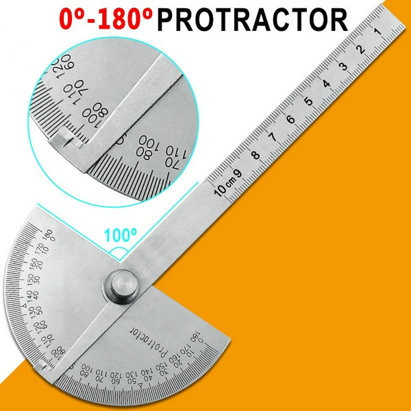 Stainless Steel Round Head 180 degree Protractor Angle Finder Rotary ...