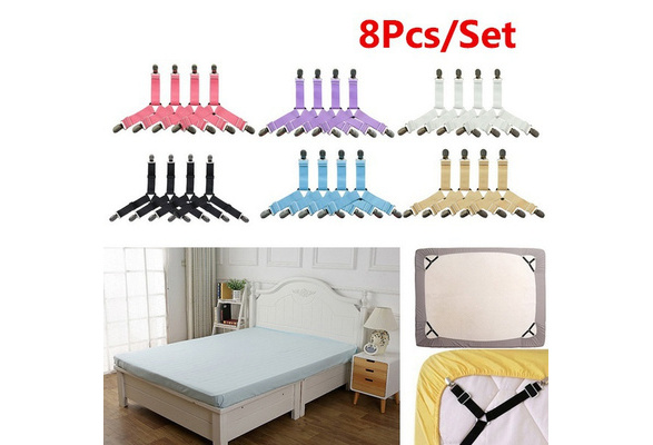 4pcs/set Elastic Bed Sheet Grippers Belt Fastener Clips Mattress Cover  Blankets Holder Home Textiles Organize Gadgets