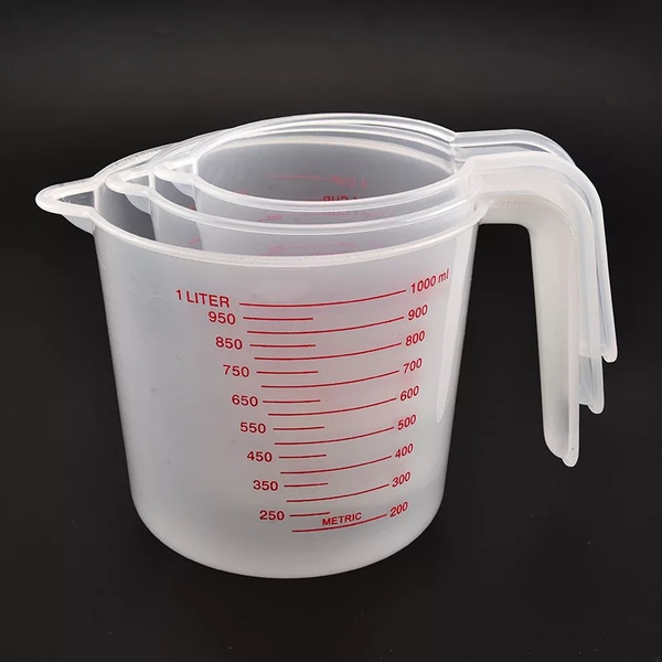 3pcs Baking Liquid Measuring Cups PVC Scale Cup Plastic Measuring ...