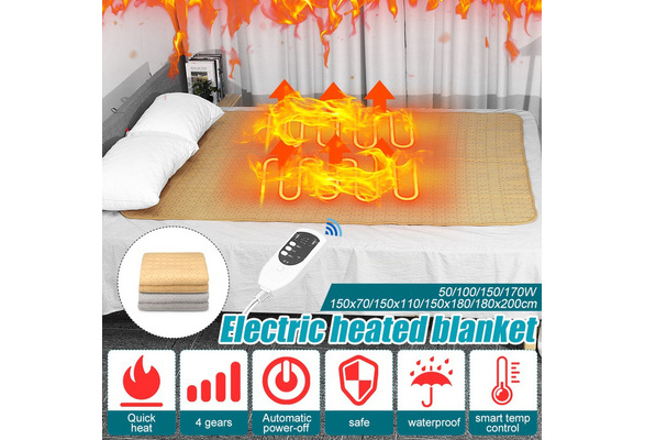 4 Gears Waterproof Electric Heated Blanket with Adapter and