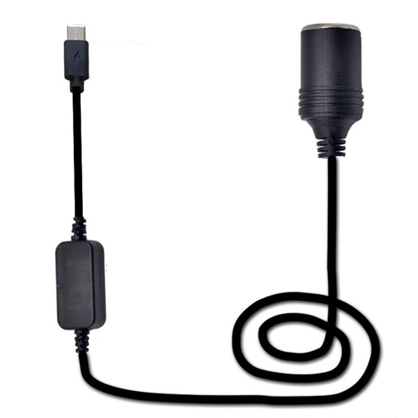 USB C PD Type C Male to 12V Car Cigarette Lighter Socket Female Step Up  Cable for Driving Recorder GPS E-Dog Car Fan MUM