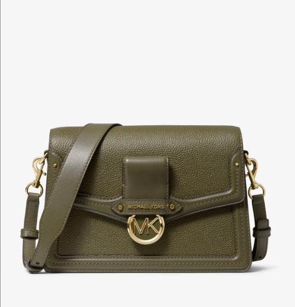 Michael Kors Flap Pebbled Leather Jessie medium Shoulder Bag In Olive Green  | Wish