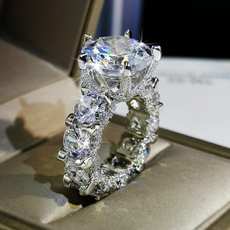 Sterling, DIAMOND, wedding ring, baguefemme