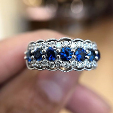 Sterling, Blues, DIAMOND, wedding ring